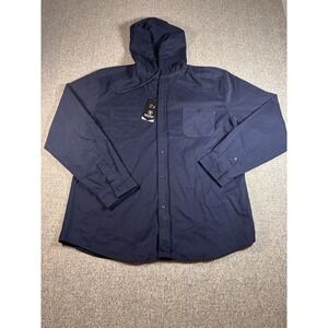 Molokai Surf  Black Hooded Shirt Men's Cotton Size XXL Button Up Long sleeve New